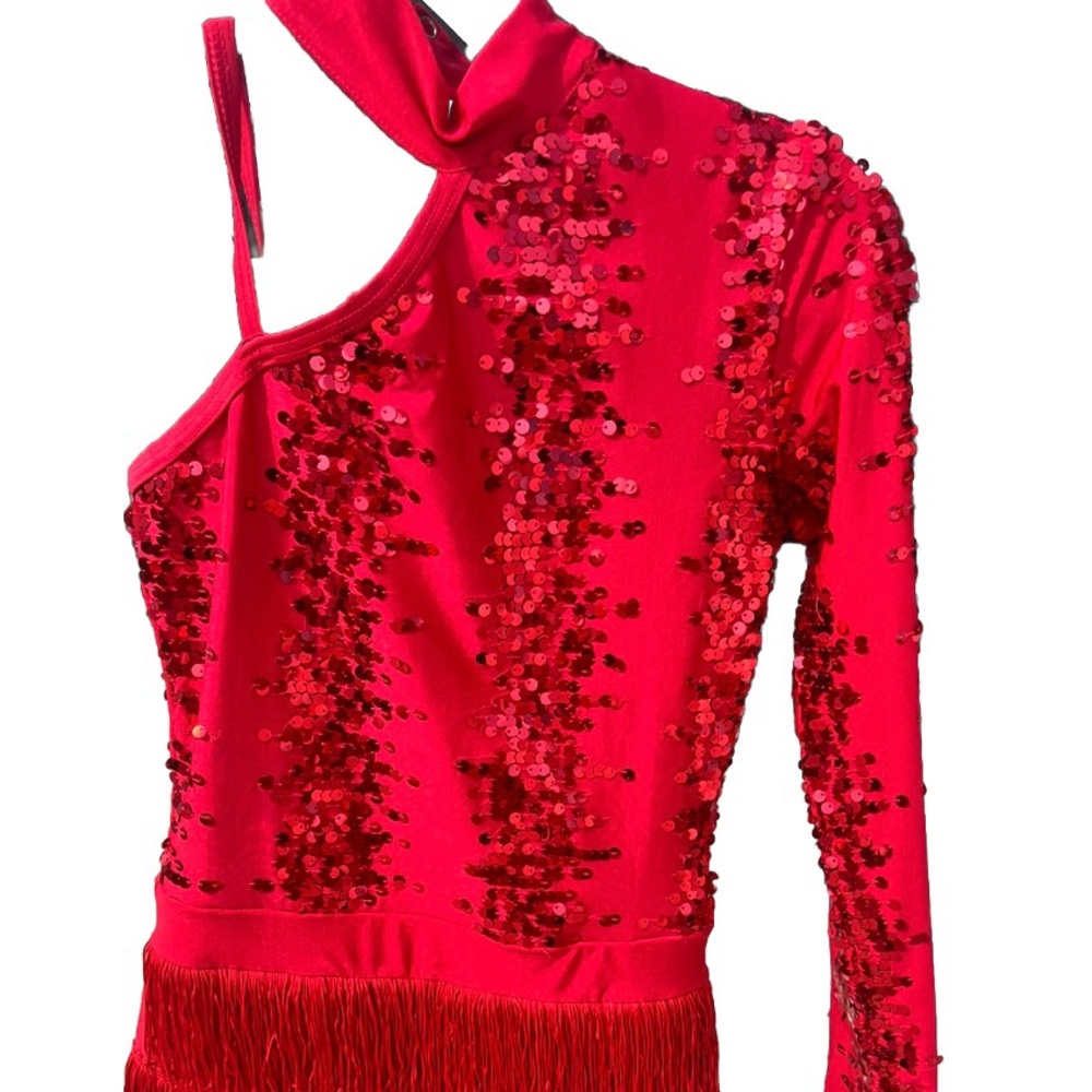 Weissman Dance Costume Red Sequins SA Recital Solo